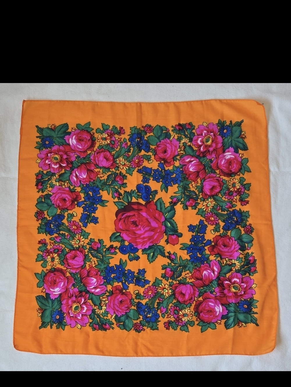 Orange Floral Kookum/ Ukrainian Scarf